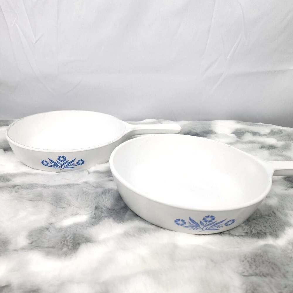Vintage Corning Ware Blue Cornflower Set of 2 6 1/2" Pan Skillet P-83 & P-83-B